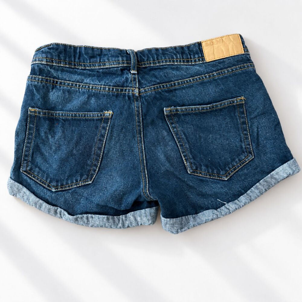 Low Rise Cuffed Denim Shorts - Picture 2 of 4